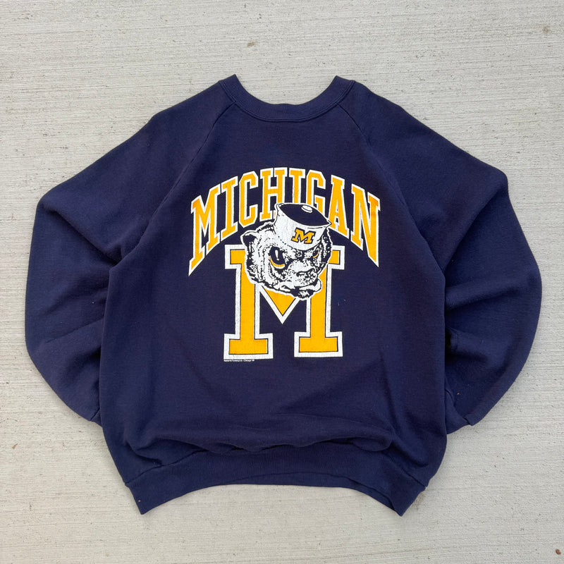 90s Michigan Old School Wolverine Crewneck