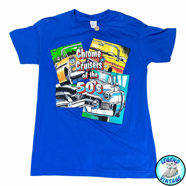 Chrome Cruisers Of The 50s Blue T-shirt