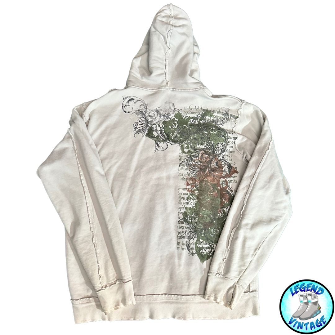 Affliction White Deconstructed Zipup Hoodie