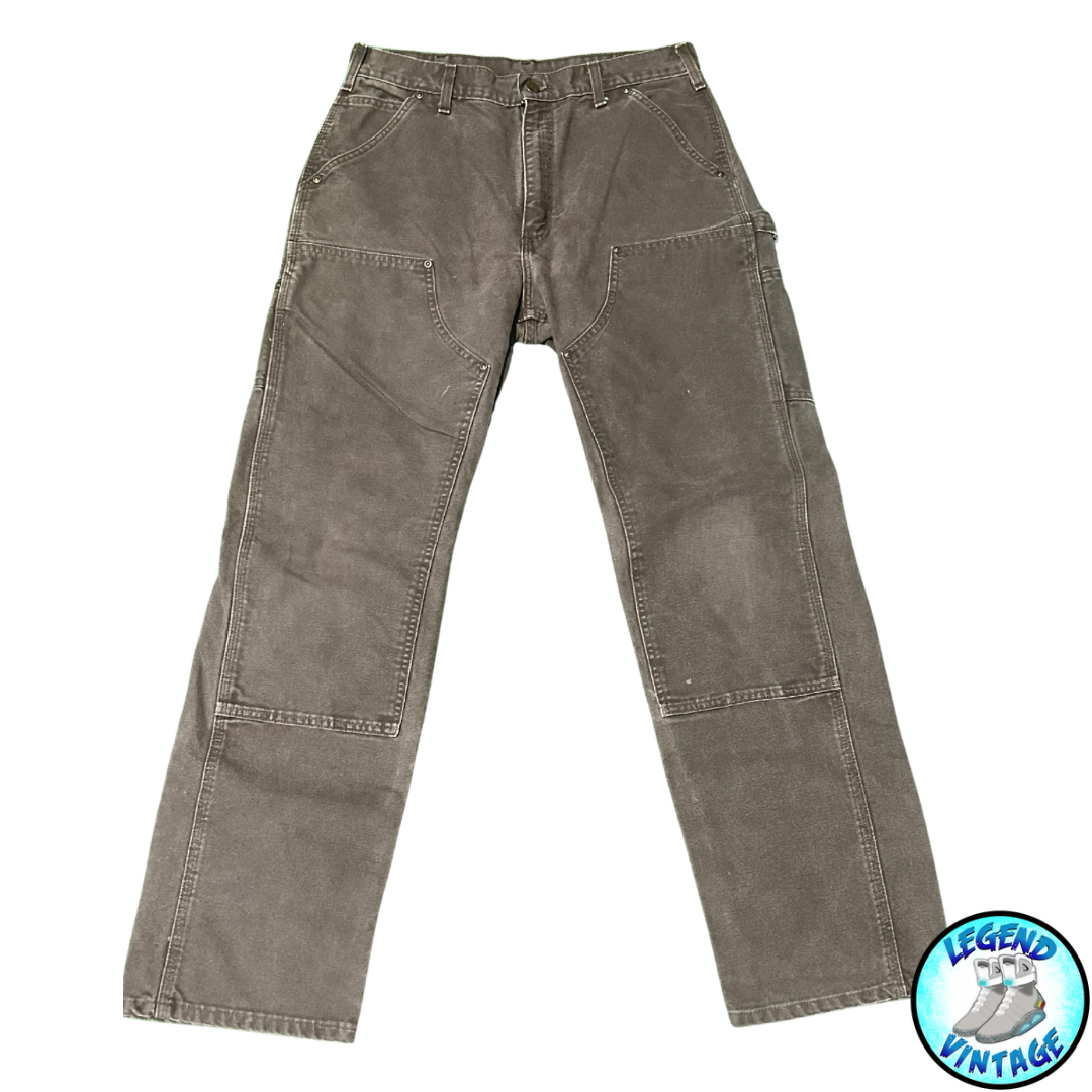 パンツ Used Carhartt DoubleKnee Carpenter Pants Carhartt Double Knee Pants Mens 42x32 Beige Tan Workwear